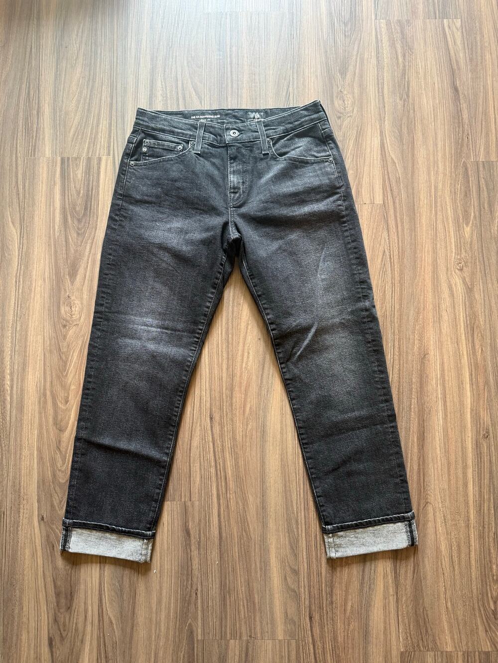 AG Adriano Goldschmied Ex-Boyfriend Slim Jeans Women’s 26R Black Wash Cuffed